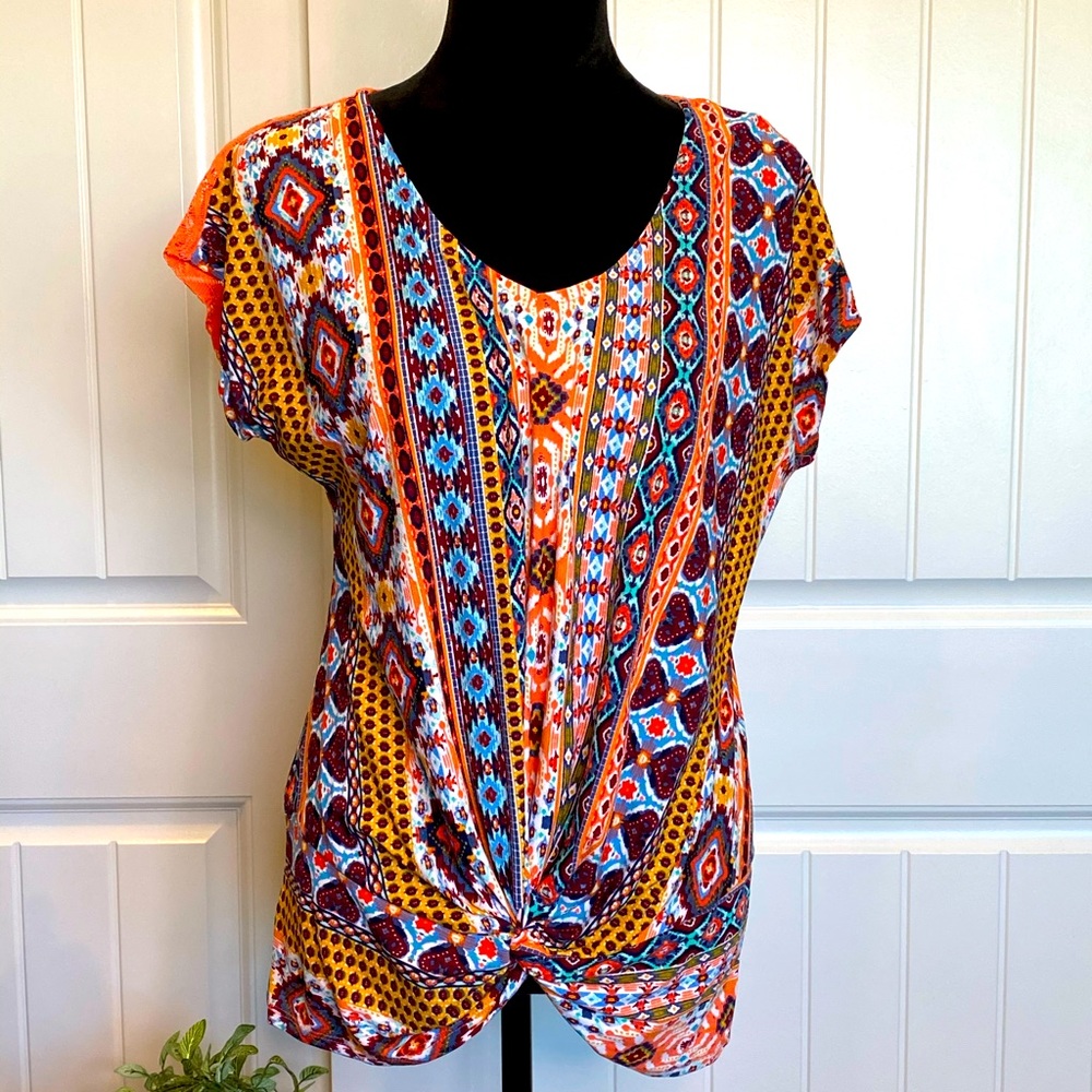 Colorful V Neck Lace Shirt Sleeve Shirt